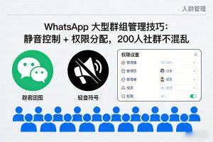 WhatsApp 大型群组管理技巧：静音控制 + 权限分配，200 人社群不混乱