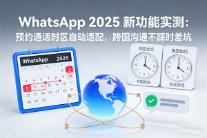 WhatsApp 2025 新功能实测：预约通话时区自动适配，跨国沟通不踩时差坑